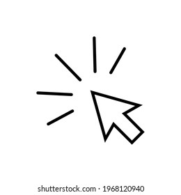 Computer mouse click cursor black arrow line icon. Simple element. Trendy flat isolated symbol sign for: illustration, outline, logo, mobile, app, emblem, design, web, dev, site, ui, ux. Vector EPS 10