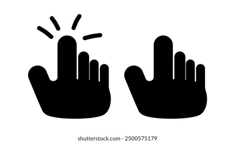 Computer mouse click cursor, black isolated silhouette