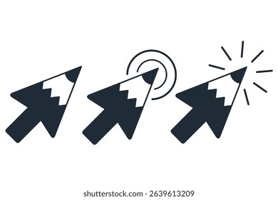 Computer mouse click cursor creativity. Vector linear icon illustration isolated on white background.