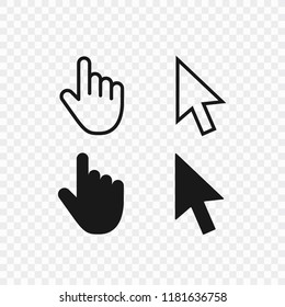 Computer mouse click cursor gray arrow icons set and loading icons. Cursor icon. Vector illustration.
