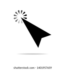 Computer mouse click cursor gray arrow icon. On a white background with a reflection of the shadow. Vector illustration