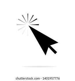 Computer mouse click cursor gray arrow icon. On a white background with a reflection of the shadow. Vector illustration.