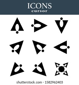 Computer mouse click cursor gray arrow icons set and loading icons. Cursor icon. Vector illustration. Mouse click cursor collection. 