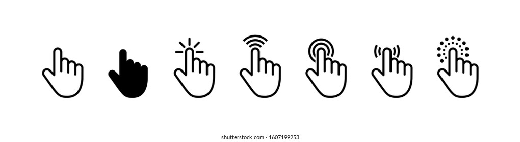 Computer mouse click cursor gray arrow icons set and loading icons. Cursor icon. Vector illustration. Mouse click cursor collection.