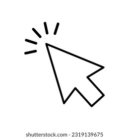 Computer mouse click cursor gray arrow icons set. Vector illustration.