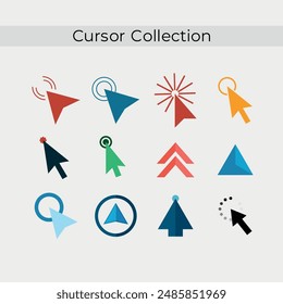 Computer mouse click cursor gray arrow icons set and loading icons. Cursor icon. Vector illustration. Mouse click cursor collection.