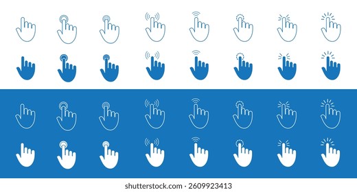 Computer mouse click cursor gray arrow icons set and loading icons. Cursor icon. Vector illustration. Mouse click cursor collection. Click icon vector set. 
