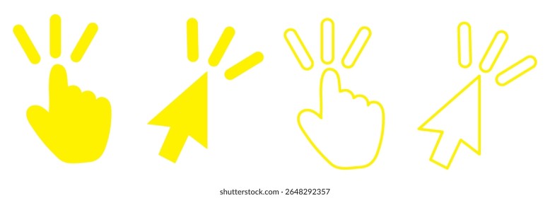 Computer mouse click cursor gray arrow icons set and loading icons. Cursor icon. Vector illustration. Mouse click cursor collection.
