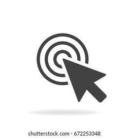 Computer mouse click cursor gray arrow icon. Vector illustration.