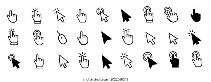 Computer mouse click cursor icon set. Cursor icon