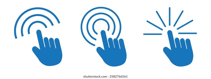 Computer mouse click cursor icon set. Hand and pointer cursor Clicking cursor, pointing hand clicks icons. 1176