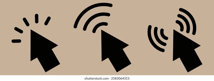 Computer mouse click cursor icon set. Hand and arrow pointer cursor icons. click icon set. Pointer cursor and loading icon. vector illustration eps 888.