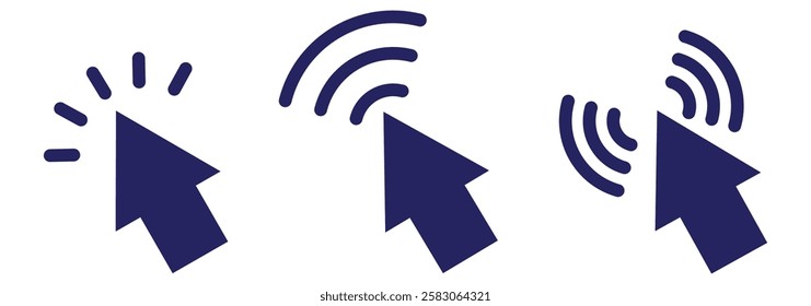 Computer mouse click cursor icon set. Hand and arrow pointer cursor icons. click icon set. Pointer cursor and loading icon. vector illustration eps 888.