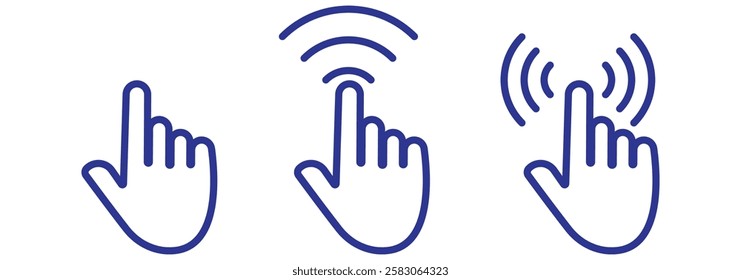 Computer mouse click cursor icon set. Hand and arrow pointer cursor icons. click icon set. Pointer cursor and loading icon. vector illustration eps 888.