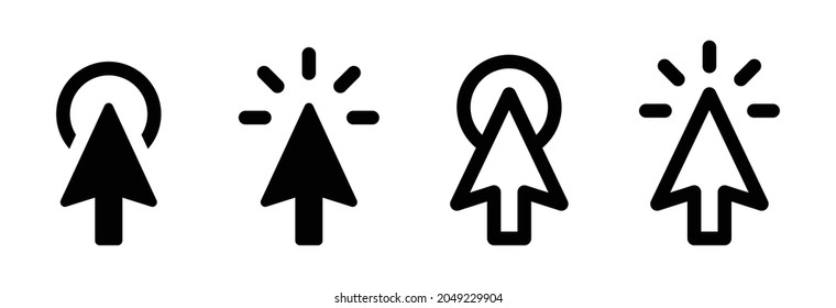 Computer mouse click cursor icons set. Clicking symbol