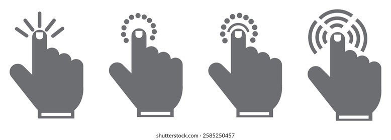 Computer mouse click cursor. Load symbol. Pointer cursor and loading icon. Cursors icons click set. Clicking cursor, pointing hand clicks icons.