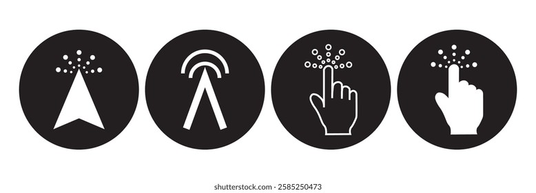 Computer mouse click cursor. Load symbol. Pointer cursor and loading icon. Cursors icons click set. Clicking cursor, pointing hand clicks icons.