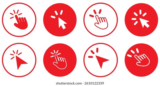 Computer mouse click cursor. Load symbol. Pointer cursor and loading icon. Cursors icons click set. Clicking cursor, pointing hand clicks icons. Variety Design.