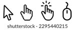 Computer mouse click cursor. Pointer cursor. Cursors icons click set. Clicking cursor, pointing hand clicks icons.