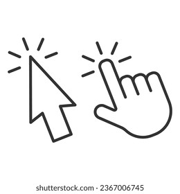 Computer mouse click cursor, vector illustration