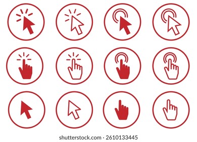 computer mouse click icon set. Hand cursor icon set. click icon vector illustration on isolated background eps 10.