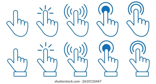 computer mouse click icon set. Hand cursor icon set. click icon vector illustration on isolated background eps 10.