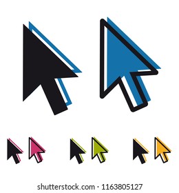Computer Mouse Click Pointer Arrow - Colorful Vector Illustration - Isolated On White Background