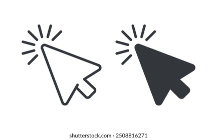 Computer mouse click pointer cursor arrow set Editable stroke pixel perfect. icon, click, arrow, finger, touch, point, mouse, cursor, tap, pointer, vector, screen, arrow, white, navigation, push, stic