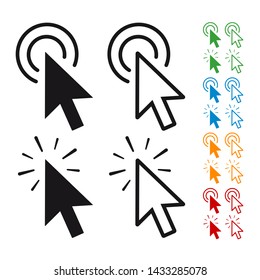 Computer Mouse Click Pointer Flat Icon Arrow - Vector Illustration For Apps And Websites - Isolated On White Background