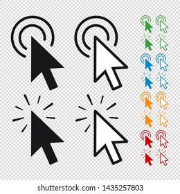 Computer Mouse Click Pointer Flat Icon Arrow - Vector Illustration For Apps And Websites - Isolated On Transparent Background