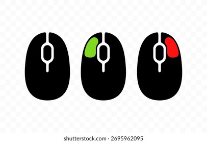 Computer mouse, clicking, mouse click, graphic design. Left key and right key, vector design and illustration