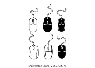 Computer Mouse Clipart Collection for Educational Tutorials, computer mouse, mouse clipart, computer accessories, office supplies, technology icons, desktop tools, tech clipart