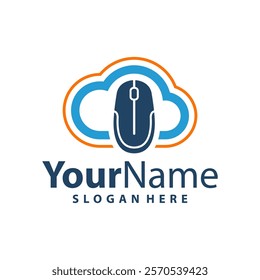 Computer Mouse with cloud logo design vector illustration. Mouse logo concept template