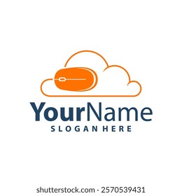 Computer Mouse with cloud logo design vector illustration. Mouse logo concept template