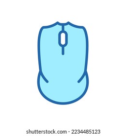 Computer Mouse Color Line Icon. PC Wireless Tool Linear Pictogram. Cursor Pointer Scroll, Click Outline Symbol. Wireless Technology Computer Equipment. Editable Stroke. Isolated Vector Illustration.