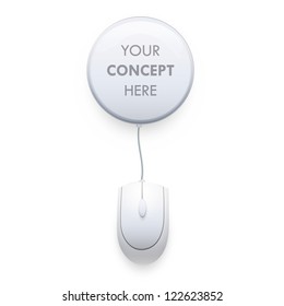 Computer Mouse Connected To A Button Web. Vector Design.