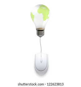 Computer mouse connected to a eco lightbulb. Vector design,