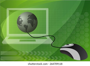 Computer mouse connected to a globe 