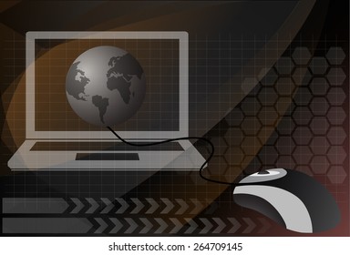 Computer mouse connected to a globe