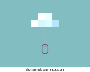 Computer mouse connected to the storage pixel, flat cloud 