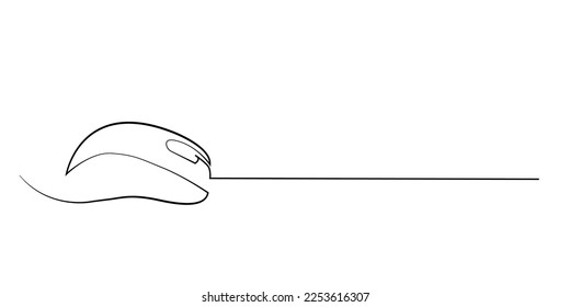 computer mouse continuous line vector. mouse line drawing. line art of computer device mouse.