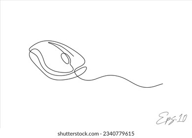 computer mouse continuous line vector illustration