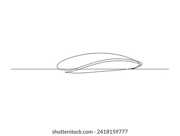 Computer mouse in continuous One line drawing vector. Mouse cursor to PC icon. Continuous outline of a Mouse computer device icon.
