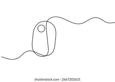 Computer mouse continuous one line drawing and minimalist style isolate outline vector illustration