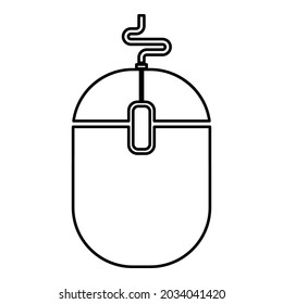 Icono de contorno del ratón del ordenador ilustración de color negro vectorial estilo plano