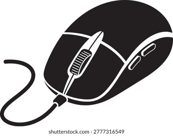 Computer mouse with cord and ergonomic design for comfortable use