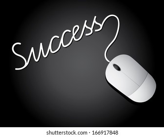 Computer mouse and cord forming the word success. EPS 10 vector, grouped for easy editing. No open shapes or paths.