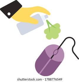 Computer Mouse coronavirus prevention Spray Concept Vector Icon Design, Home and Office Disinfecting and Decontamination Services Symbol on White background