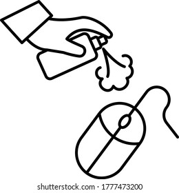 Computer Mouse coronavirus protection Spray Concept Vector Icon Design, Home and Office Disinfecting and Decontamination Services Symbol on White background