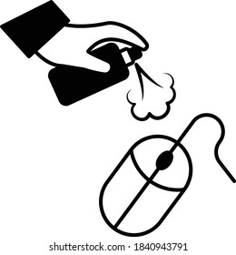 Computer Mouse coronavirus protection Spray Concept Vector Glyph Icon Design, Home and Office Disinfecting and Decontamination Services Symbol, sterilization of personal belongings sign